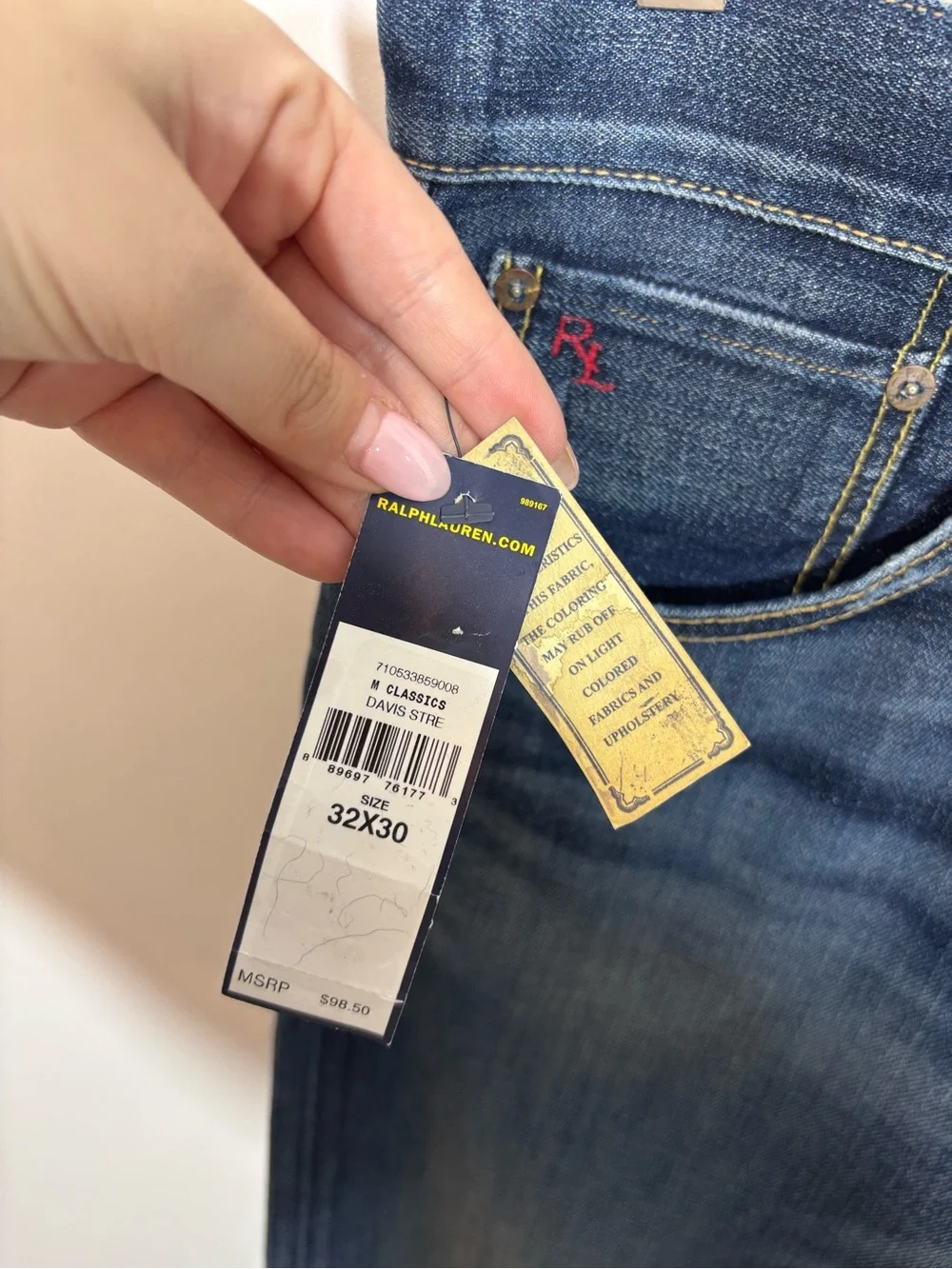 Polo Ralph Lauren The Hampton Straight Jean Denim NWT 32X30 Davis Cotton
